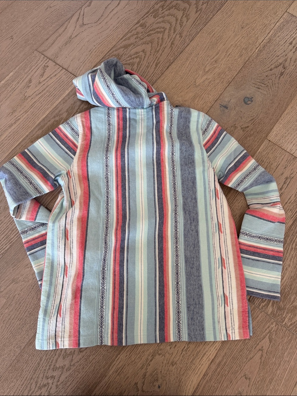Faherty Light Blue Striped Hooded Baja Pullover - Picture 3 of 3